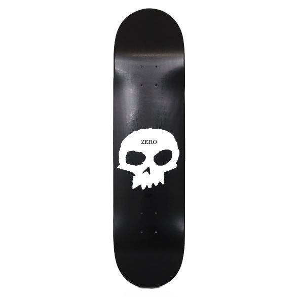 Zero Single Skull Black White Skateboard Deck - 7.75