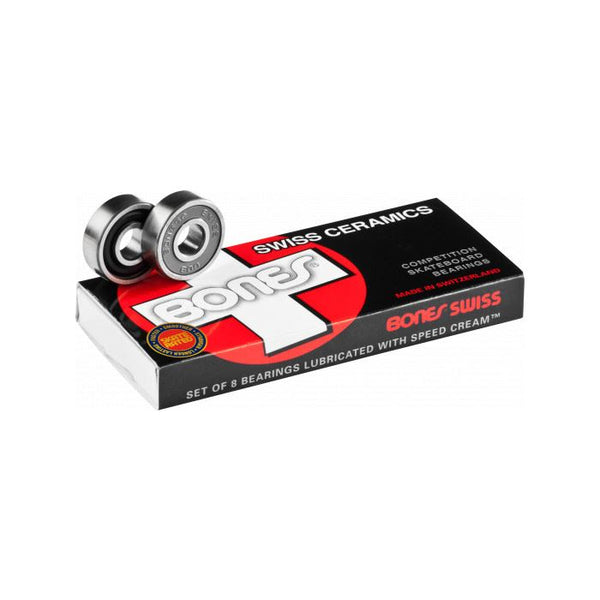 Bones Skateboard Bearings Swiss Ceramic (8 Pack) - Skatewarehouse.co.uk