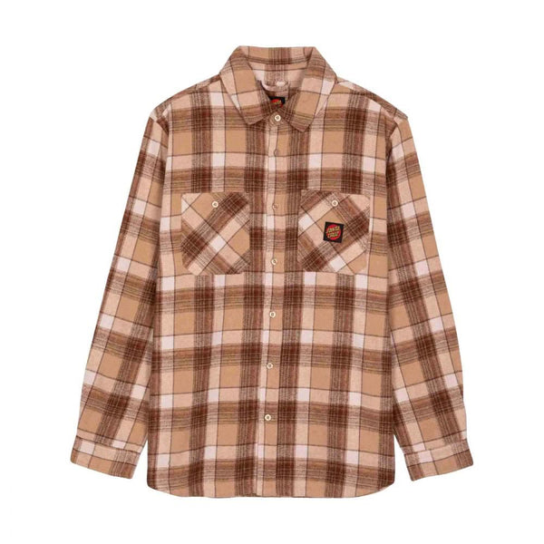 Santa Cruz Shirt Apex Shirt - Brown Check - Skatewarehouse.co.uk