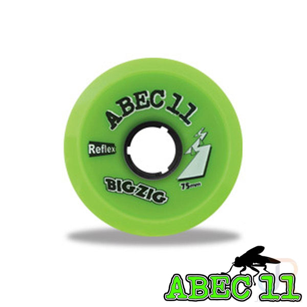 ABEC 11 - Reflex Bigzigs - Lime - 75 / 80A - Set 4 Skateboard Wheels - 75mm