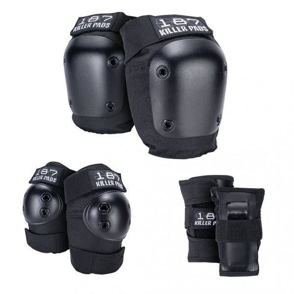 187 Killer Pads Adult Six Pack Set - Black - Skatewarehouse.co.uk