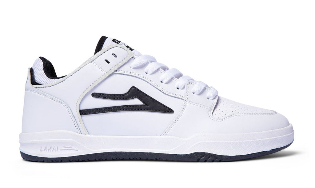 Lakai Telford Low XLK Leather Skate Shoes - White / Black - Skatewarehouse.co.uk