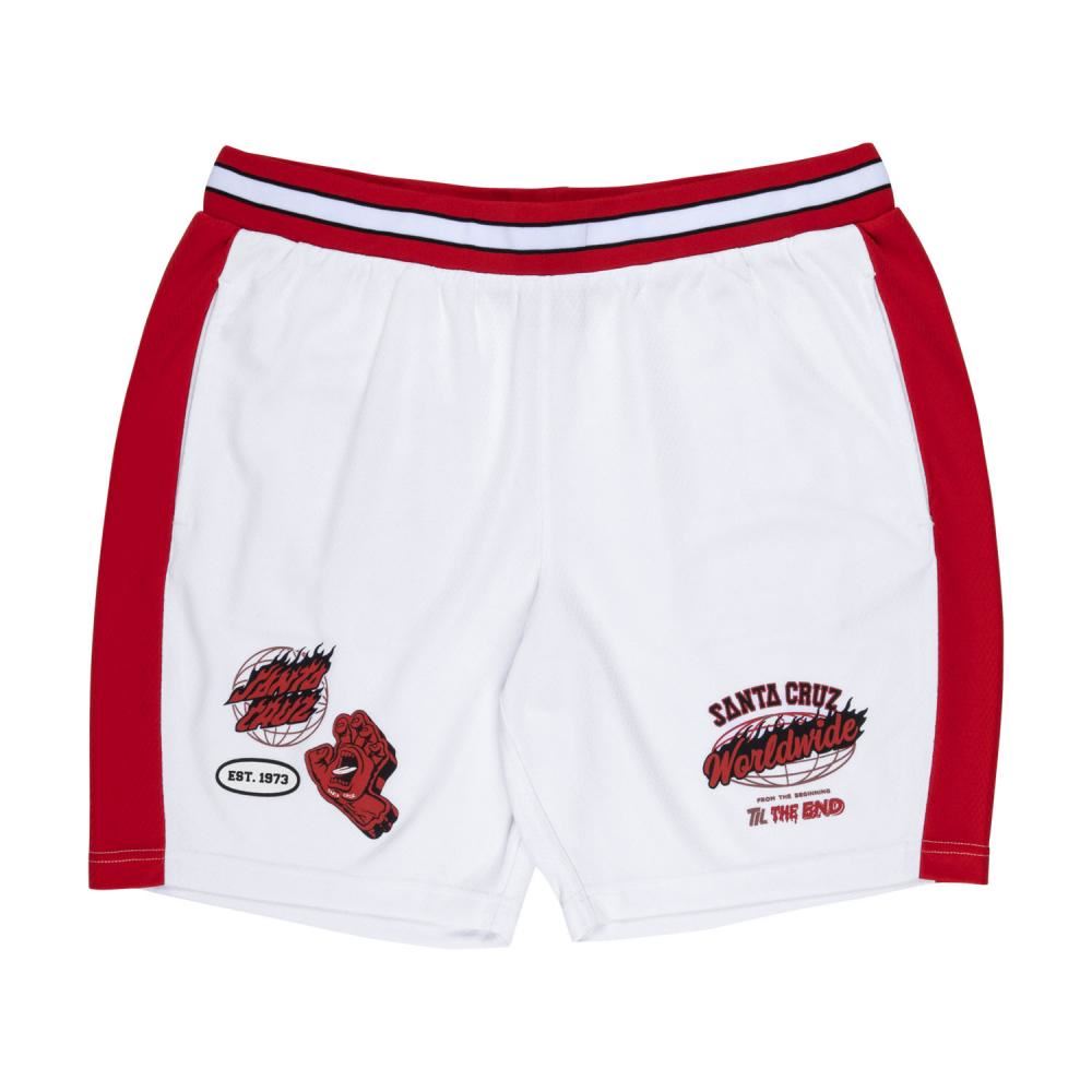 Santa Cruz Mesh Shorts TTE Worldwide Mesh Short - White - Skatewarehouse.co.uk