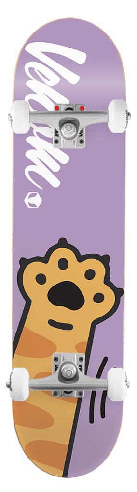 Venom Junior Kids Complete Skateboard - Kitty Paw Purple - 7.25