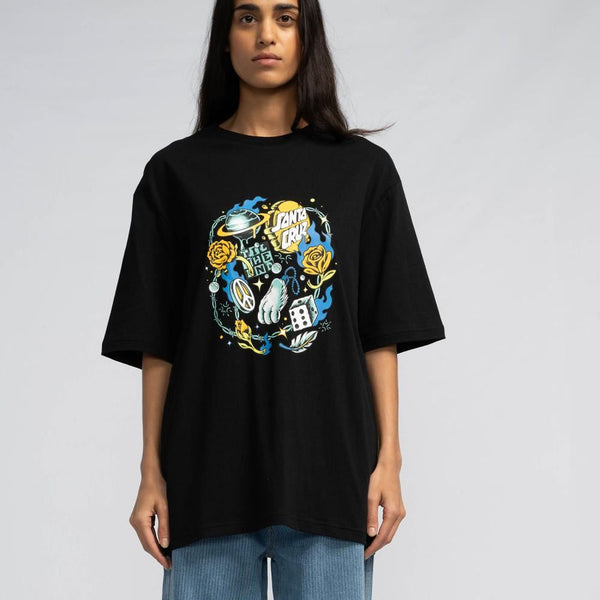 Santa Cruz Womens T-Shirt Lucky Day Front Oversized - Black - Skatewarehouse.co.uk