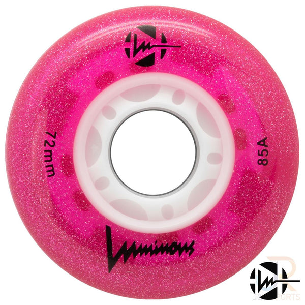 Luminous Led Inline Wheel (Set of 4 Wheels) - Pink Glitter - 72Mm/85A - Skatewarehouse.co.uk