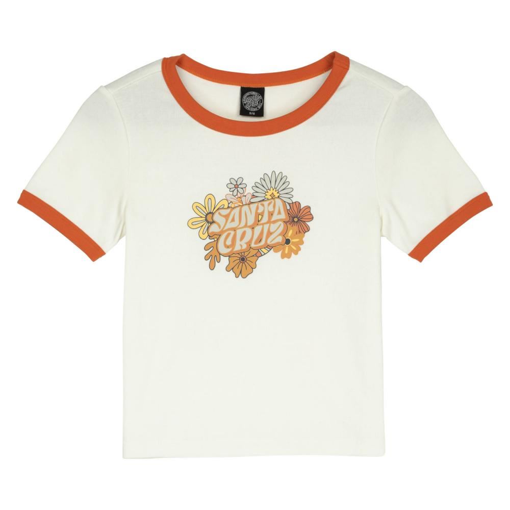 Santa Cruz Womens T-Shirt Vibes Front Ringer - Off White - Skatewarehouse.co.uk