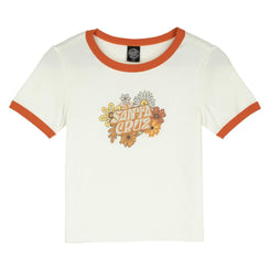 Santa Cruz Womens T-Shirt Vibes Front Ringer - Off White - Skatewarehouse.co.uk