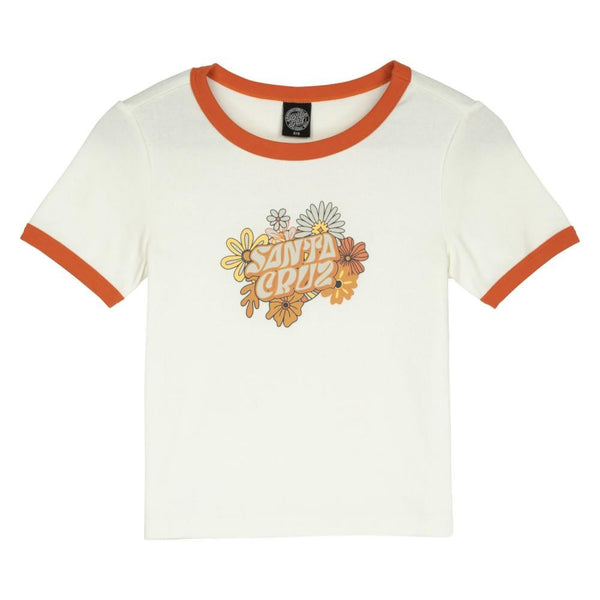 Santa Cruz Womens T-Shirt Vibes Front Ringer - Off White - Skatewarehouse.co.uk