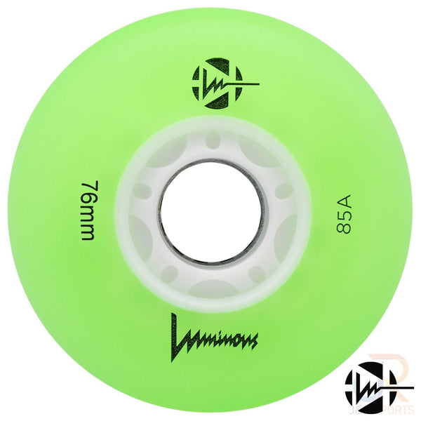 Luminous Led Inline Wheel (Set of 4 Wheels) - Green/White Glow - 76Mm/85A - Skatewarehouse.co.uk