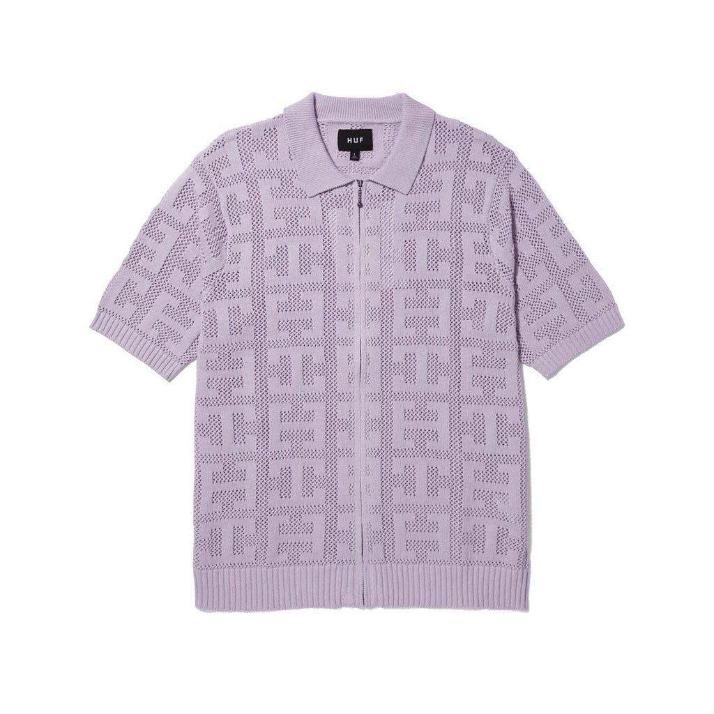 HUF Monogram Jacquard Zip Sweater (Lavender) - S