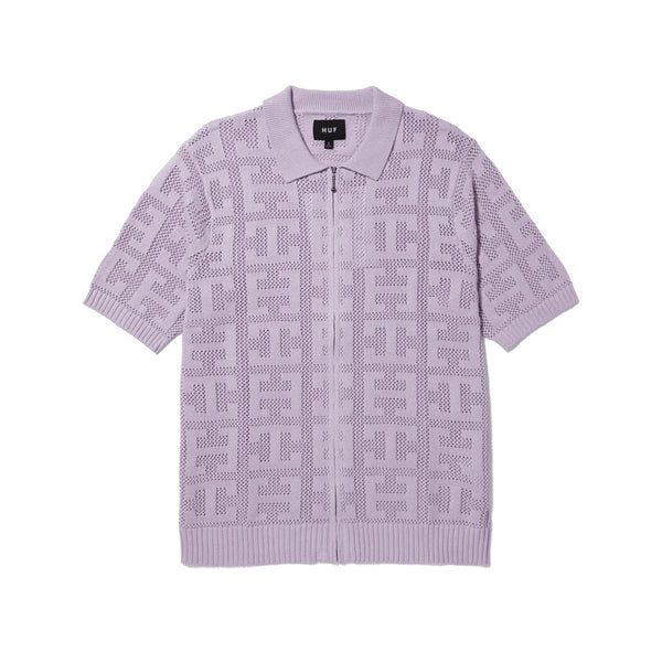 HUF Monogram Jacquard Zip Sweater (Lavender) - S