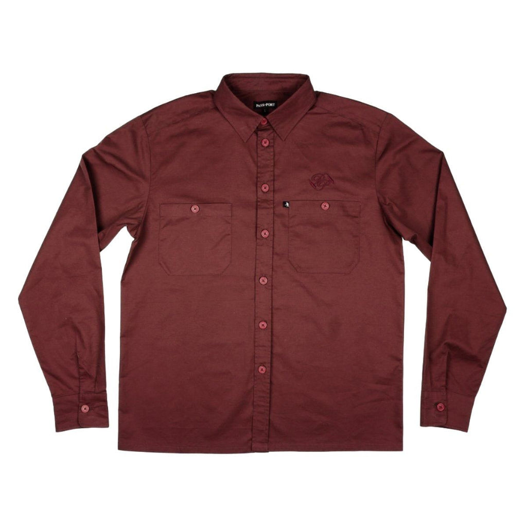 Pass~Port Workers Banner Longsleeve Shirt (Burgundy) - L