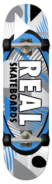 Real Hatched Oval Blue Complete Skateboard - 7.3"