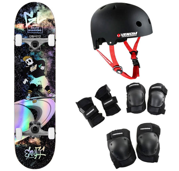 Enuff Skully Hologram Black Complete Skateboard Bundle - 7.25