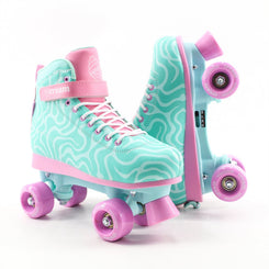 CREAM Scoop Quad Roller Skates, Adjustable - Wave, Teal / Pink - Skatewarehouse.co.uk