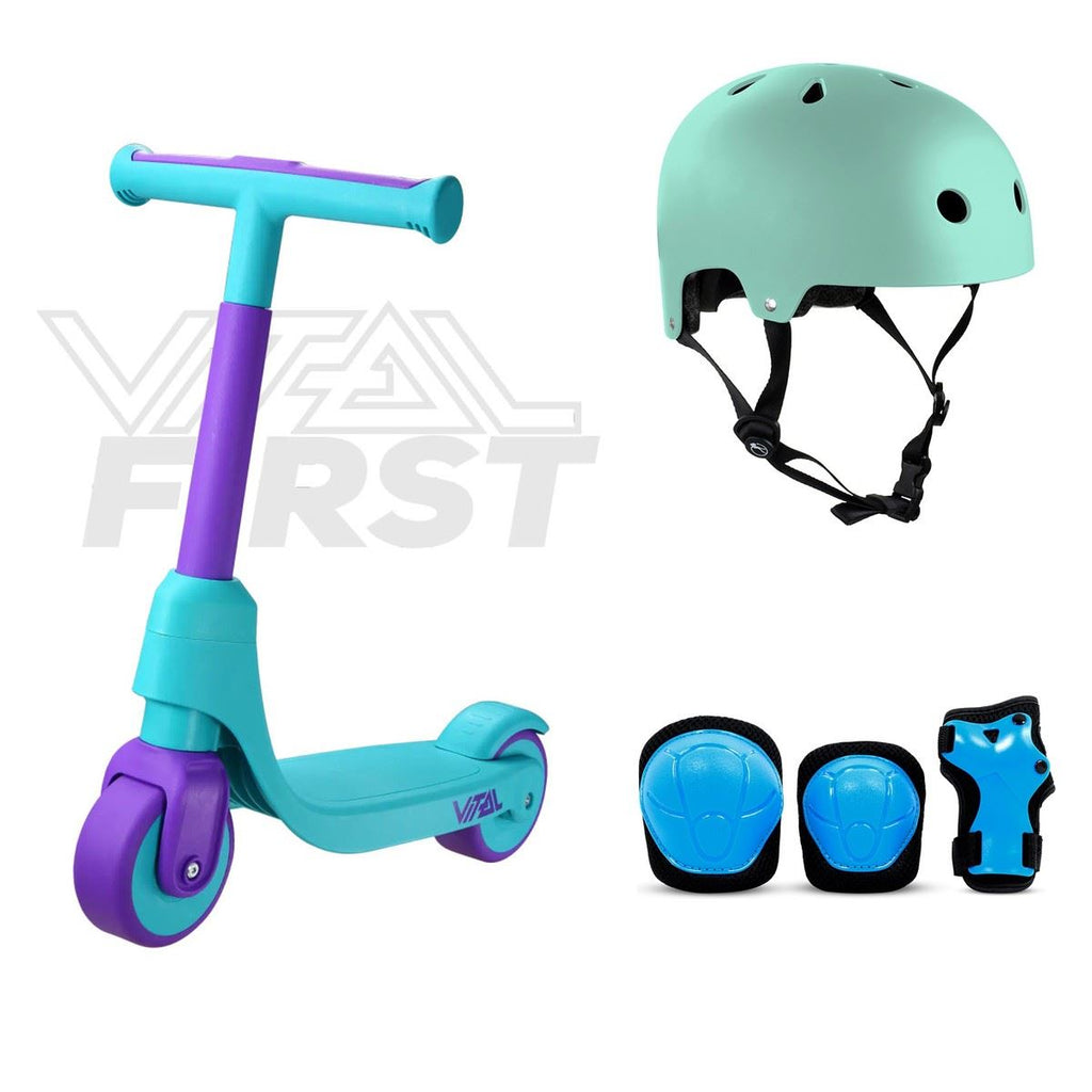 Vital First Scooter - Scooters - First Teal / Purple Bundle - SFR Helmet & Pads