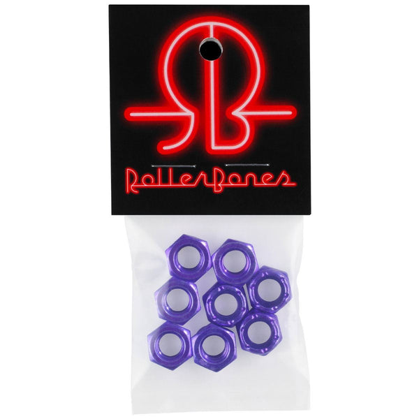 Rollerbones Axle Nuts - 8mm - Purple (Pack 8) Skateboard Hardware