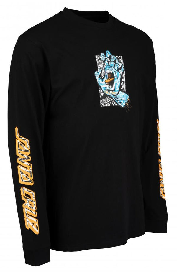 Santa Cruz Longsleeve T-Shirt Flier Hand L/S T-Shirt - Black - Skatewarehouse.co.uk