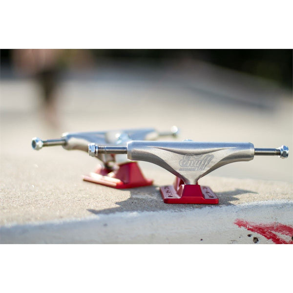 Enuff Decade Pro Satin Skateboard Trucks - Natural / Red - 139mm - Skatewarehouse.co.uk