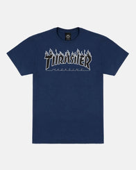 Thrasher T-Shirt Flame - Navy / Black - Skatewarehouse.co.uk