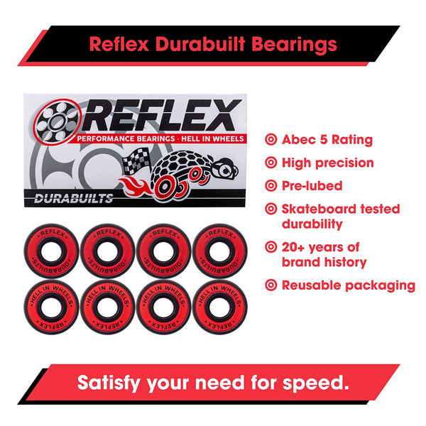 Reflex DURABUILT BEARINGS Red/Black - Skatewarehouse.co.uk
