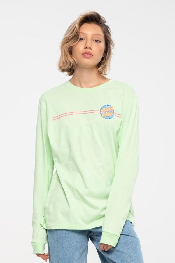 Santa Cruz Womens L/S T-Shirt Ocscure Dot L/S T-Shirt - Green Ash - Skatewarehouse.co.uk