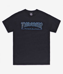 Thrasher T-Shirt Outlined - Black / Black - Skatewarehouse.co.uk