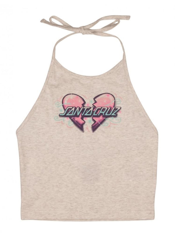 Santa Cruz Womens Top Heart Breaker Halter Top Athletic Heather - 14 - Skatewarehouse.co.uk