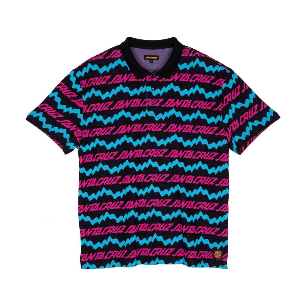 Santa Cruz Shortsleeve Polo Slime Drip Polo - Black - Skatewarehouse.co.uk