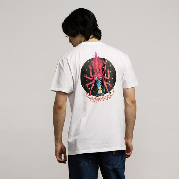 Santa Cruz T-Shirt Johnson Danger Zone 2 T-Shirt - White - Skatewarehouse.co.uk