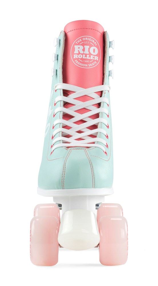 Rio Roller Script Quad Skates - Teal / Coral - Skatewarehouse.co.uk