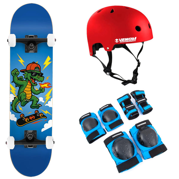 Venom My First Dragon Blue Kids Mini Junior Complete Skateboard Bundle - 7.25