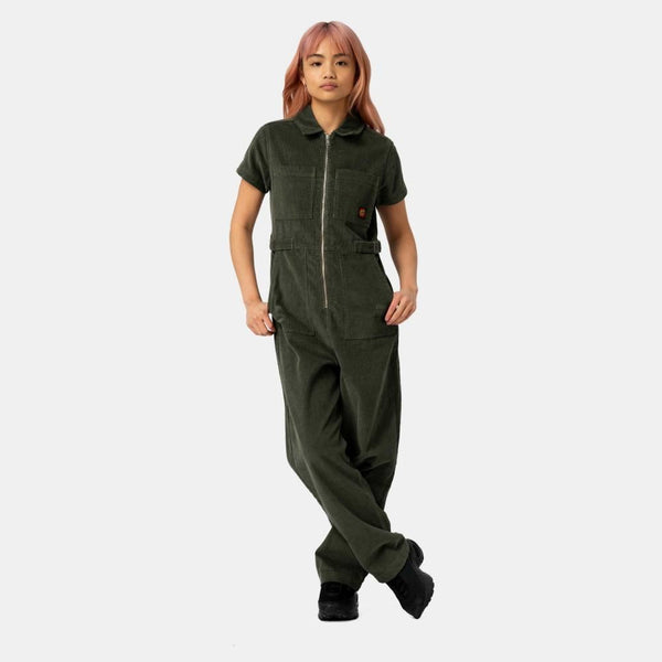 Santa Cruz Womens Pant Line Up Utility Jumpsuit - Dark Moss - Skatewarehouse.co.uk