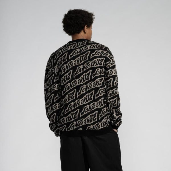 Santa Cruz Knit Crew Creep Repeat - Black Creep Repeat - Skatewarehouse.co.uk