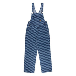 Santa Cruz Womens Pant Classic Label Dungarees - Blue Wave Check - Skatewarehouse.co.uk