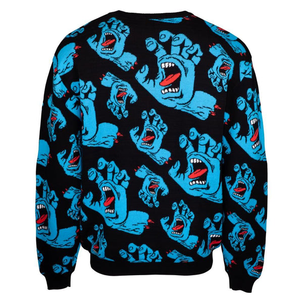 Santa Cruz Crew Hands All Over Knit Crew - Black - Skatewarehouse.co.uk