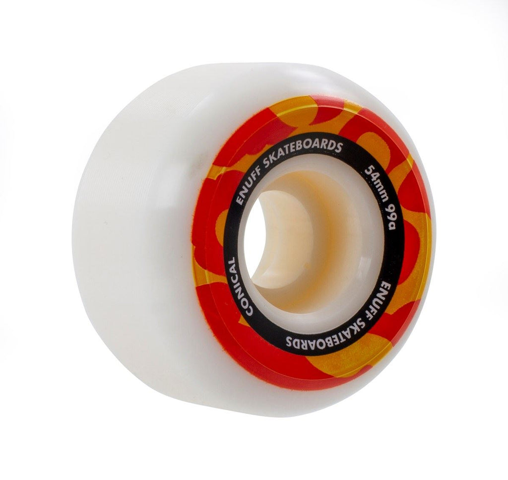 Enuff Conical Skateboard Wheels - White / Orange - Skatewarehouse.co.uk