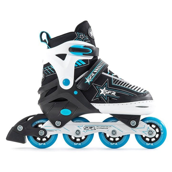 SFR Pulsar Adjustable Inline Skates Blue Bundle - SFR Helmet & Pads