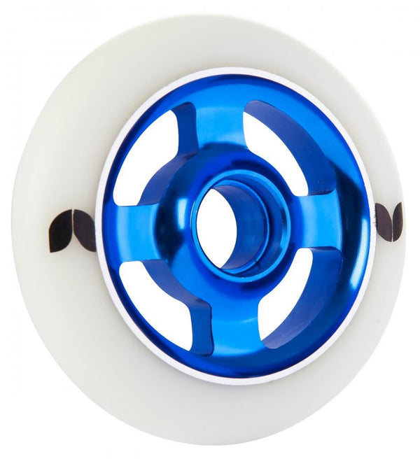 Blazer Pro Scooter Wheel Stormer 4 Spoke Aluminium 100mm - White / Blue - Skatewarehouse.co.uk