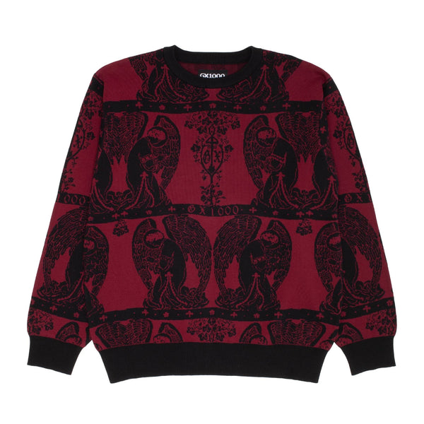GX1000 Jacquard Knit Angel Sweater (Black W / Maroon)