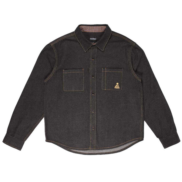 Theories Of Atlantis High Plains Denim Overshirt Washed Black - Skatewarehouse.co.uk