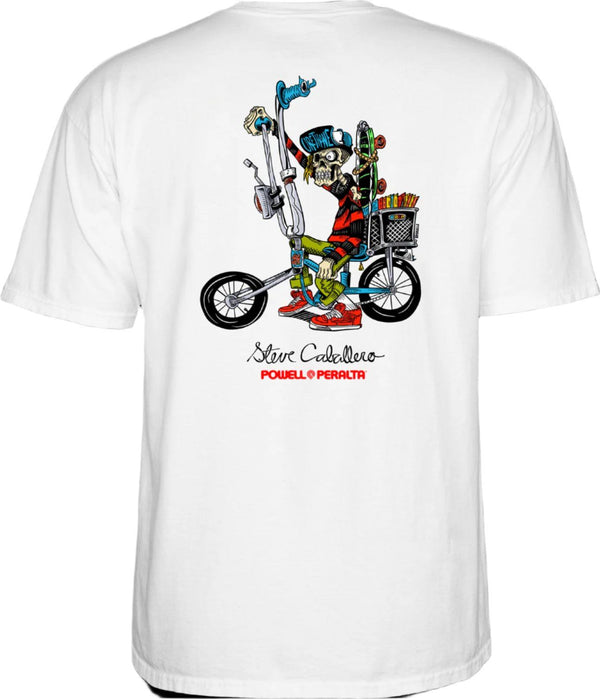 Powell-Peralta Steve Caballero Chopper Bike Tee White - Skatewarehouse.co.uk