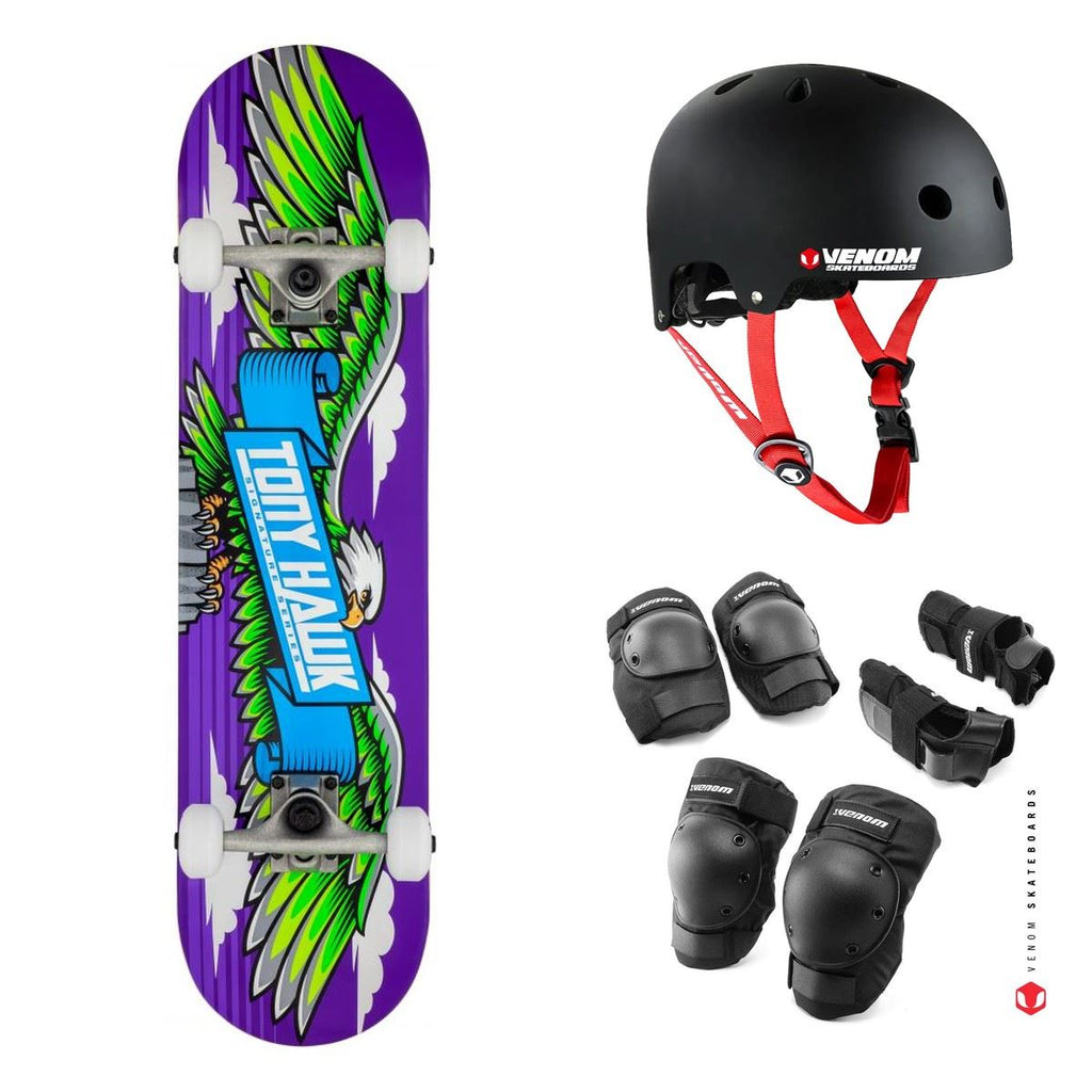 Tony Hawk SS 180 Wingspan Purple Complete Skateboard Bundle - 7.75"