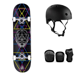Enuff Geo Skull CMYK Complete Skateboard Bundle - SFR Helmet & Pads - 8.0"