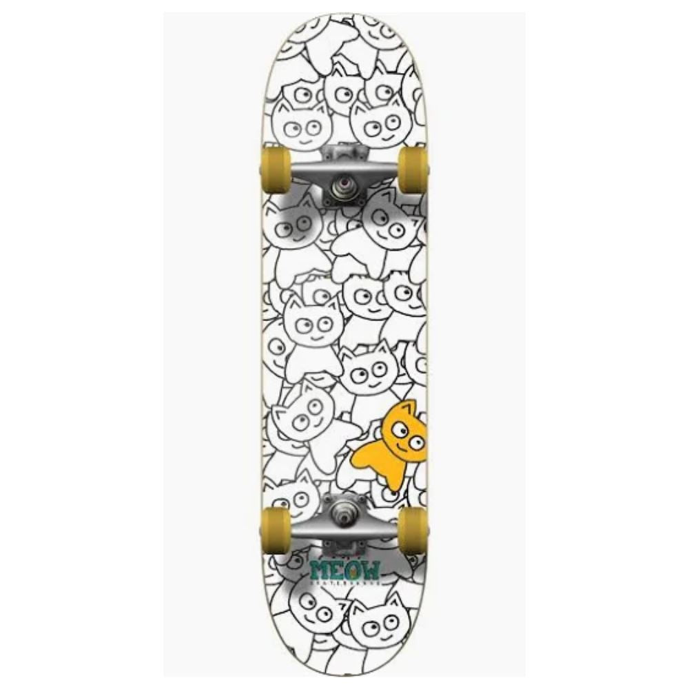 Meow Sticker Pile White Complete Skateboard - 8.0"