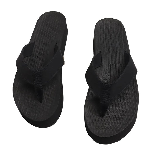 Indosole - Womens Flip Flops - Platform - Black Shoes