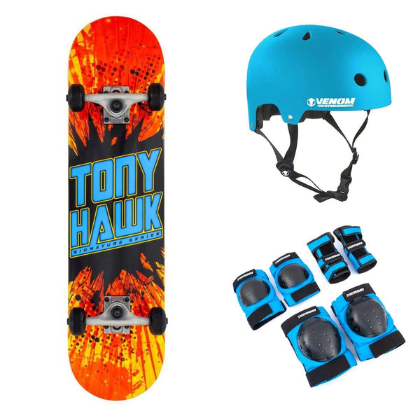 Tony Hawk SS 180 Shatter Logo Orange / Blue Complete Skateboard Bundle - 7.75