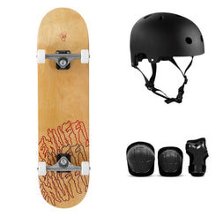 Enuff Three Tier Reloaded Natural Complete Skateboard Bundle - SFR Helmet & Pads - 8.0"