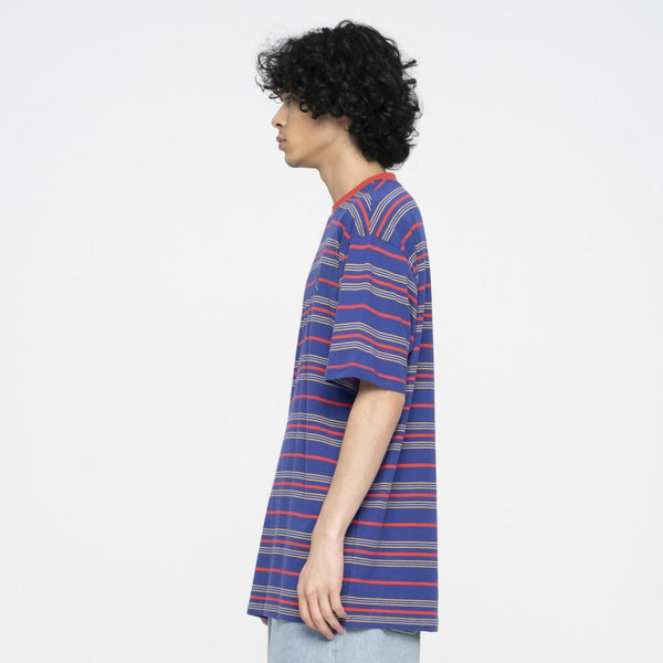 Santa Cruz Custom T-Shirt Mini Hand Stripe T-Shirt - Navy Blue Stripe - Skatewarehouse.co.uk